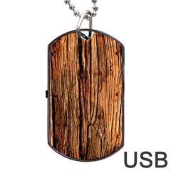 Brown Wooden Texture Dog Tag Usb Flash (one Side)