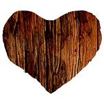 Brown Wooden Texture Large 19  Premium Heart Shape Cushions Back