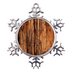 Brown Wooden Texture Metal Large Snowflake Ornament