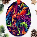 Colorful Floral Patterns, Abstract Floral Background Ornament (Oval) Front