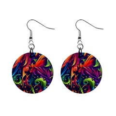 Colorful Floral Patterns, Abstract Floral Background Mini Button Earrings by nateshop