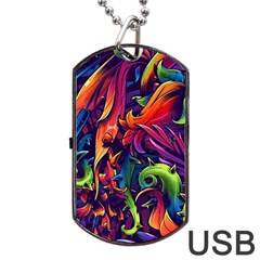 Colorful Floral Patterns, Abstract Floral Background Dog Tag Usb Flash (one Side)