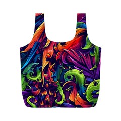 Colorful Floral Patterns, Abstract Floral Background Full Print Recycle Bag (m) by nateshop