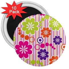 Colorful Flowers Pattern Floral Patterns 3  Magnets (10 Pack)  by nateshop