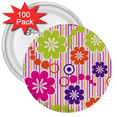 Colorful Flowers Pattern Floral Patterns 3  Buttons (100 Pack)  by nateshop