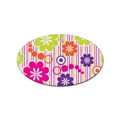 Colorful Flowers Pattern Floral Patterns Sticker Oval (10 Pack)