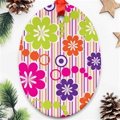 Colorful Flowers Pattern Floral Patterns Oval Ornament (two Sides) by nateshop