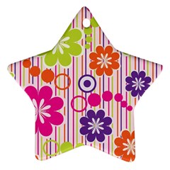 Colorful Flowers Pattern Floral Patterns Star Ornament (two Sides) by nateshop