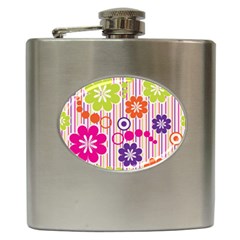 Colorful Flowers Pattern Floral Patterns Hip Flask (6 Oz) by nateshop