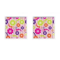 Colorful Flowers Pattern Floral Patterns Cufflinks (square) by nateshop