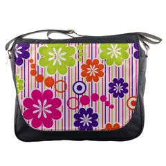 Colorful Flowers Pattern Floral Patterns Messenger Bag by nateshop