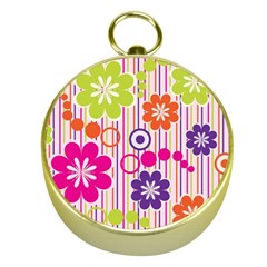 Colorful Flowers Pattern Floral Patterns Gold Compasses by nateshop