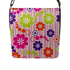 Colorful Flowers Pattern Floral Patterns Flap Closure Messenger Bag (l) by nateshop