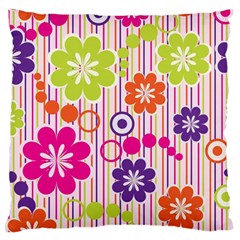 Colorful Flowers Pattern Floral Patterns Large Premium Plush Fleece Cushion Case (two Sides) by nateshop