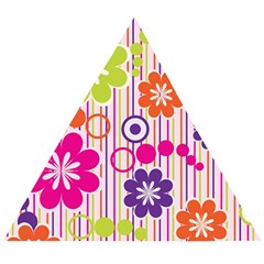 Colorful Flowers Pattern Floral Patterns Wooden Puzzle Triangle by nateshop