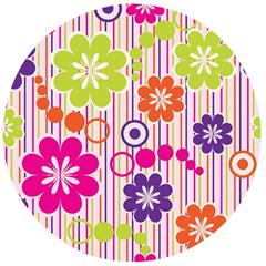 Colorful Flowers Pattern Floral Patterns Wooden Bottle Opener (round) by nateshop