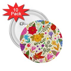 Colorful Flowers Pattern, Abstract Patterns, Floral Patterns 2.25  Buttons (10 pack) 