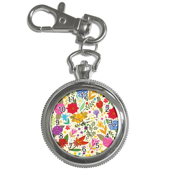 Colorful Flowers Pattern, Abstract Patterns, Floral Patterns Key Chain Watches