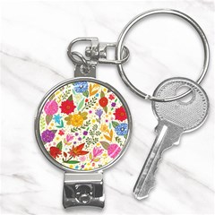 Colorful Flowers Pattern, Abstract Patterns, Floral Patterns Nail Clippers Key Chain by nateshop