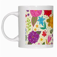 Colorful Flowers Pattern, Abstract Patterns, Floral Patterns White Mug by nateshop