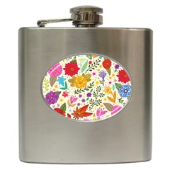 Colorful Flowers Pattern, Abstract Patterns, Floral Patterns Hip Flask (6 oz)