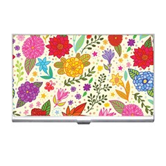 Colorful Flowers Pattern, Abstract Patterns, Floral Patterns Business Card Holder