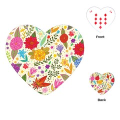 Colorful Flowers Pattern, Abstract Patterns, Floral Patterns Playing Cards Single Design (heart) by nateshop