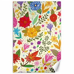 Colorful Flowers Pattern, Abstract Patterns, Floral Patterns Canvas 24  x 36 