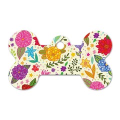 Colorful Flowers Pattern, Abstract Patterns, Floral Patterns Dog Tag Bone (One Side)