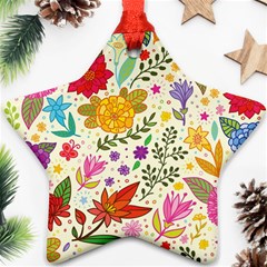 Colorful Flowers Pattern, Abstract Patterns, Floral Patterns Star Ornament (two Sides) by nateshop