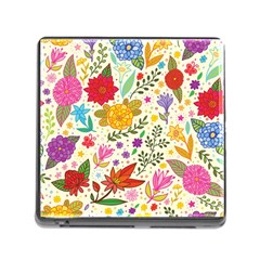 Colorful Flowers Pattern, Abstract Patterns, Floral Patterns Memory Card Reader (Square 5 Slot)