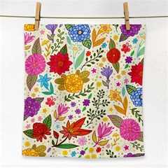 Colorful Flowers Pattern, Abstract Patterns, Floral Patterns Face Towel by nateshop