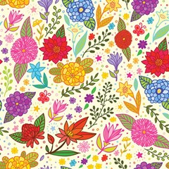 Colorful Flowers Pattern, Abstract Patterns, Floral Patterns Play Mat (Rectangle)