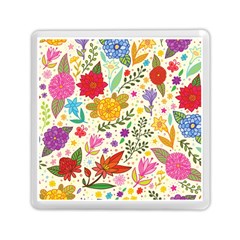 Colorful Flowers Pattern, Abstract Patterns, Floral Patterns Memory Card Reader (Square)