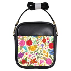 Colorful Flowers Pattern, Abstract Patterns, Floral Patterns Girls Sling Bag