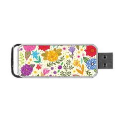 Colorful Flowers Pattern, Abstract Patterns, Floral Patterns Portable USB Flash (One Side)