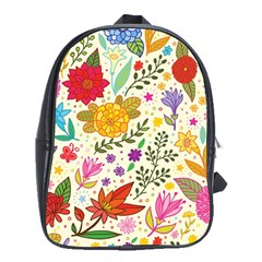 Colorful Flowers Pattern, Abstract Patterns, Floral Patterns School Bag (XL)