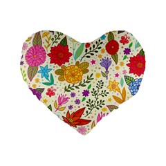 Colorful Flowers Pattern, Abstract Patterns, Floral Patterns Standard 16  Premium Heart Shape Cushions