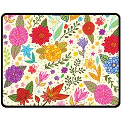 Colorful Flowers Pattern, Abstract Patterns, Floral Patterns Two Sides Fleece Blanket (Medium)