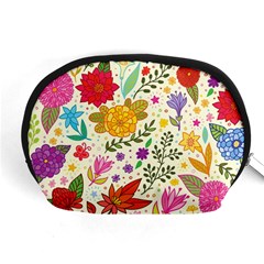 Colorful Flowers Pattern, Abstract Patterns, Floral Patterns Accessory Pouch (Medium)