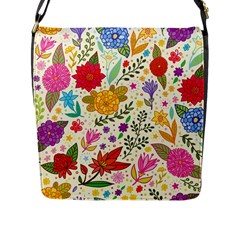 Colorful Flowers Pattern, Abstract Patterns, Floral Patterns Flap Closure Messenger Bag (l) by nateshop