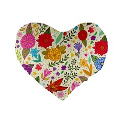 Colorful Flowers Pattern, Abstract Patterns, Floral Patterns Standard 16  Premium Flano Heart Shape Cushions by nateshop