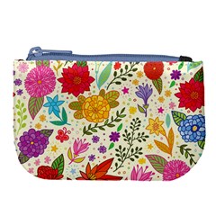 Colorful Flowers Pattern, Abstract Patterns, Floral Patterns Large Coin Purse by nateshop