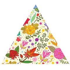 Colorful Flowers Pattern, Abstract Patterns, Floral Patterns Wooden Puzzle Triangle