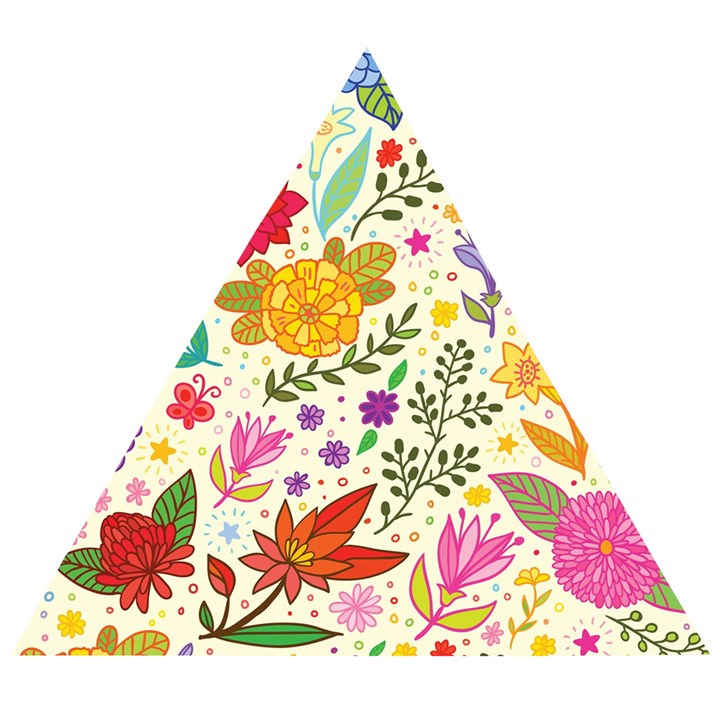 Colorful Flowers Pattern, Abstract Patterns, Floral Patterns Wooden Puzzle Triangle