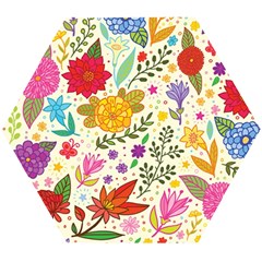 Colorful Flowers Pattern, Abstract Patterns, Floral Patterns Wooden Puzzle Hexagon