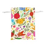 Colorful Flowers Pattern, Abstract Patterns, Floral Patterns Lightweight Drawstring Pouch (L) Back