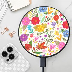 Colorful Flowers Pattern, Abstract Patterns, Floral Patterns Wireless Fast Charger(black) by nateshop