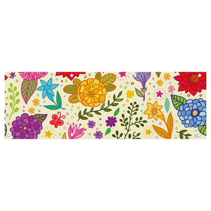 Colorful Flowers Pattern, Abstract Patterns, Floral Patterns Banner and Sign 9  x 3 