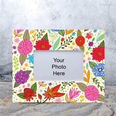 Colorful Flowers Pattern, Abstract Patterns, Floral Patterns White Tabletop Photo Frame 4 x6  by nateshop